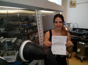 Erika poses with her award letter in front of "Beyonce" the MBraun glove box.